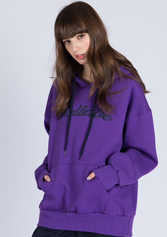 EMBROIDERY PULL OVER HOODIE (PURPLE)